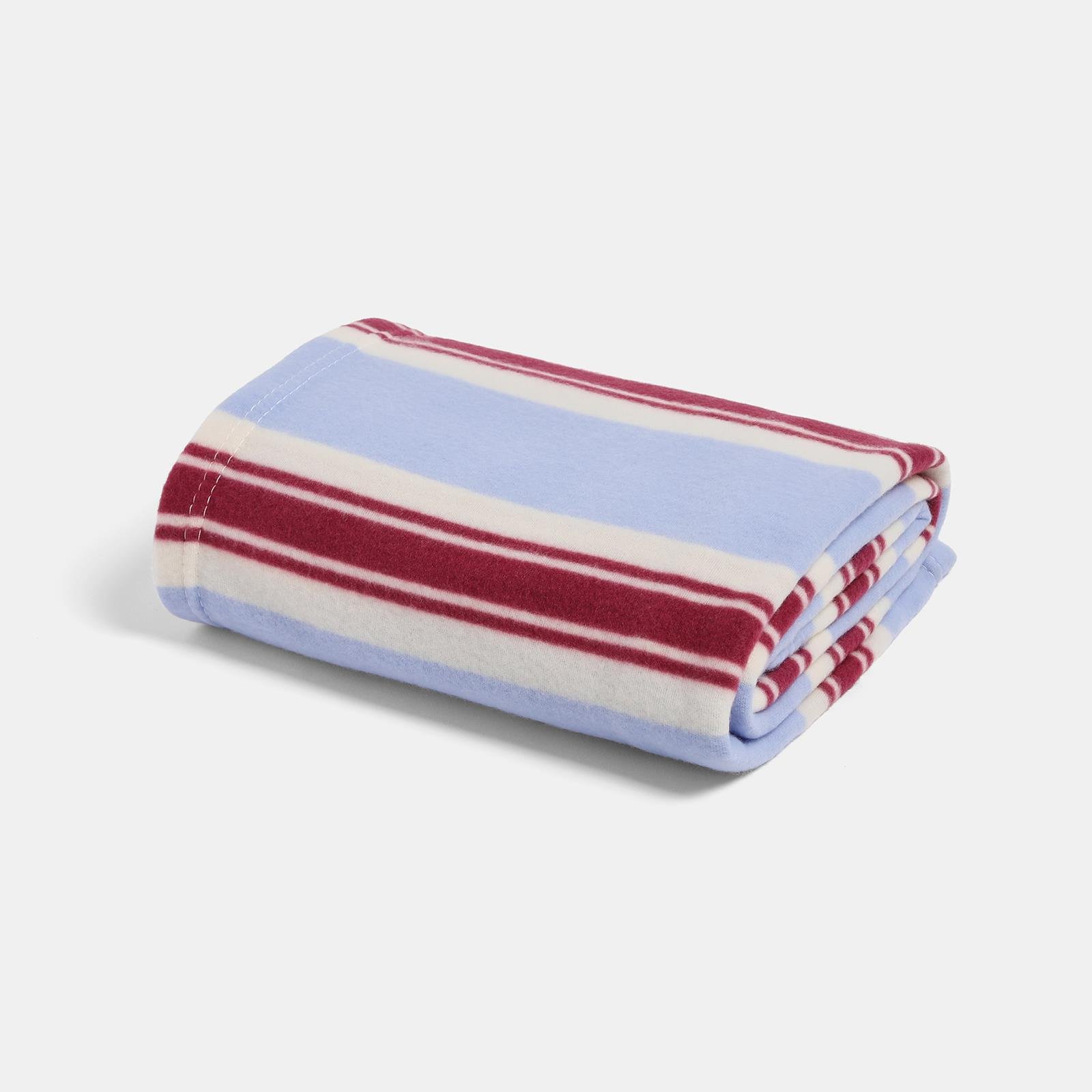 OHS Vintage Stripe Polar Fleece Blanket Throw - 120 x 150cm - Blue/Burgundy