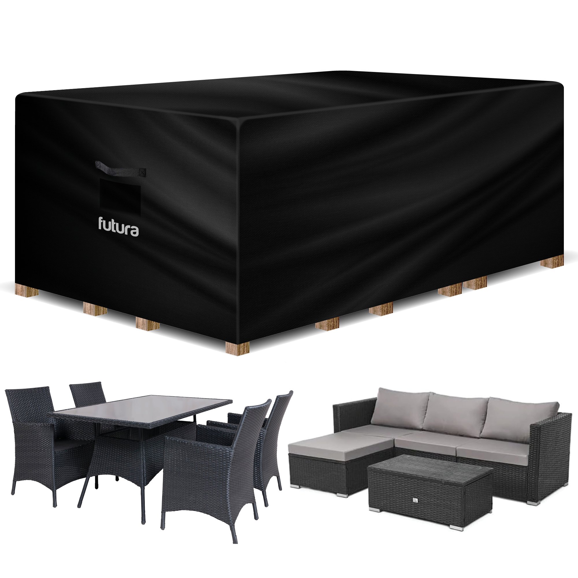 Futura Rectangular Waterproof Deluxe Garden Furniture Cover 250cm - Black