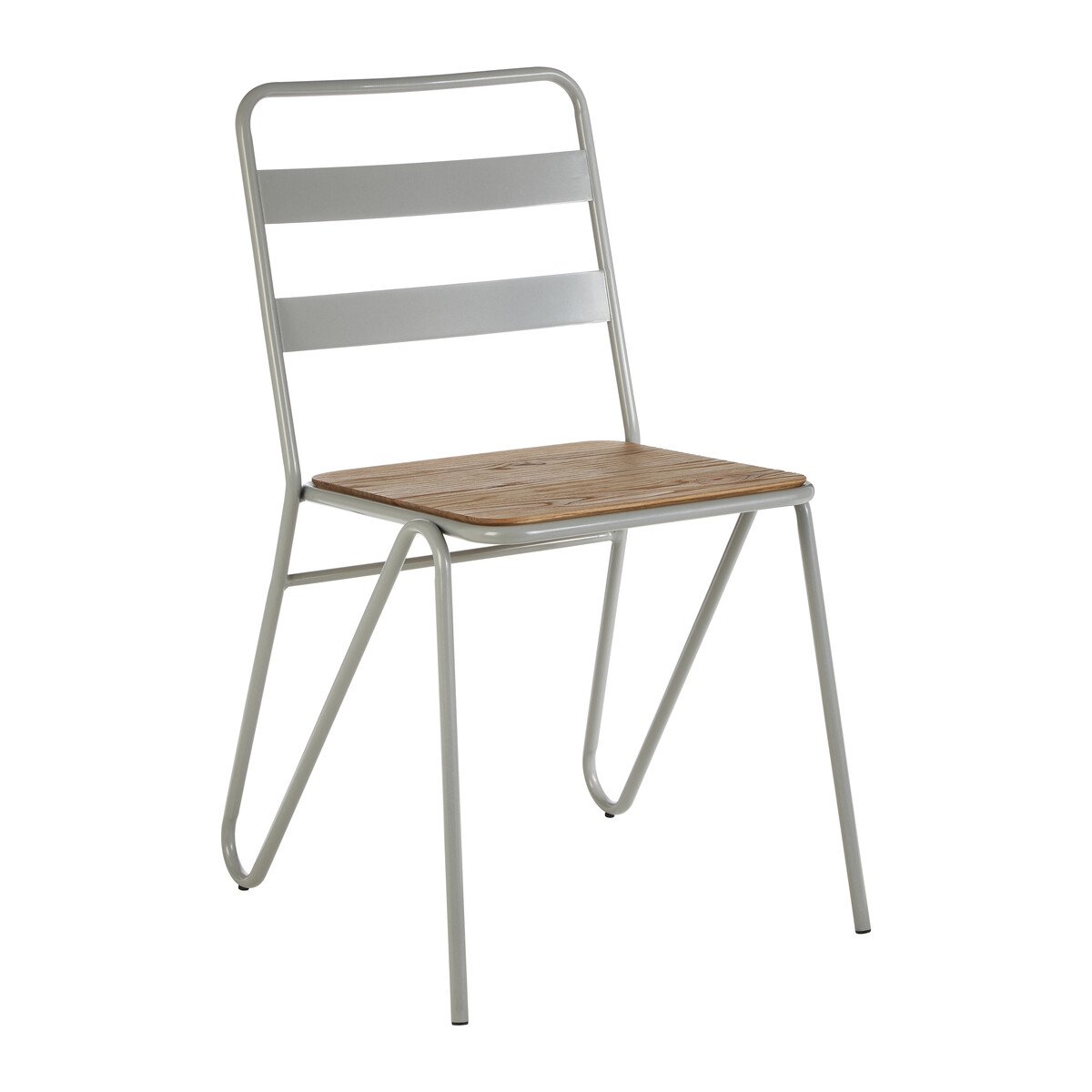 Orsina District Metal and Elm Wood Chair – Grey