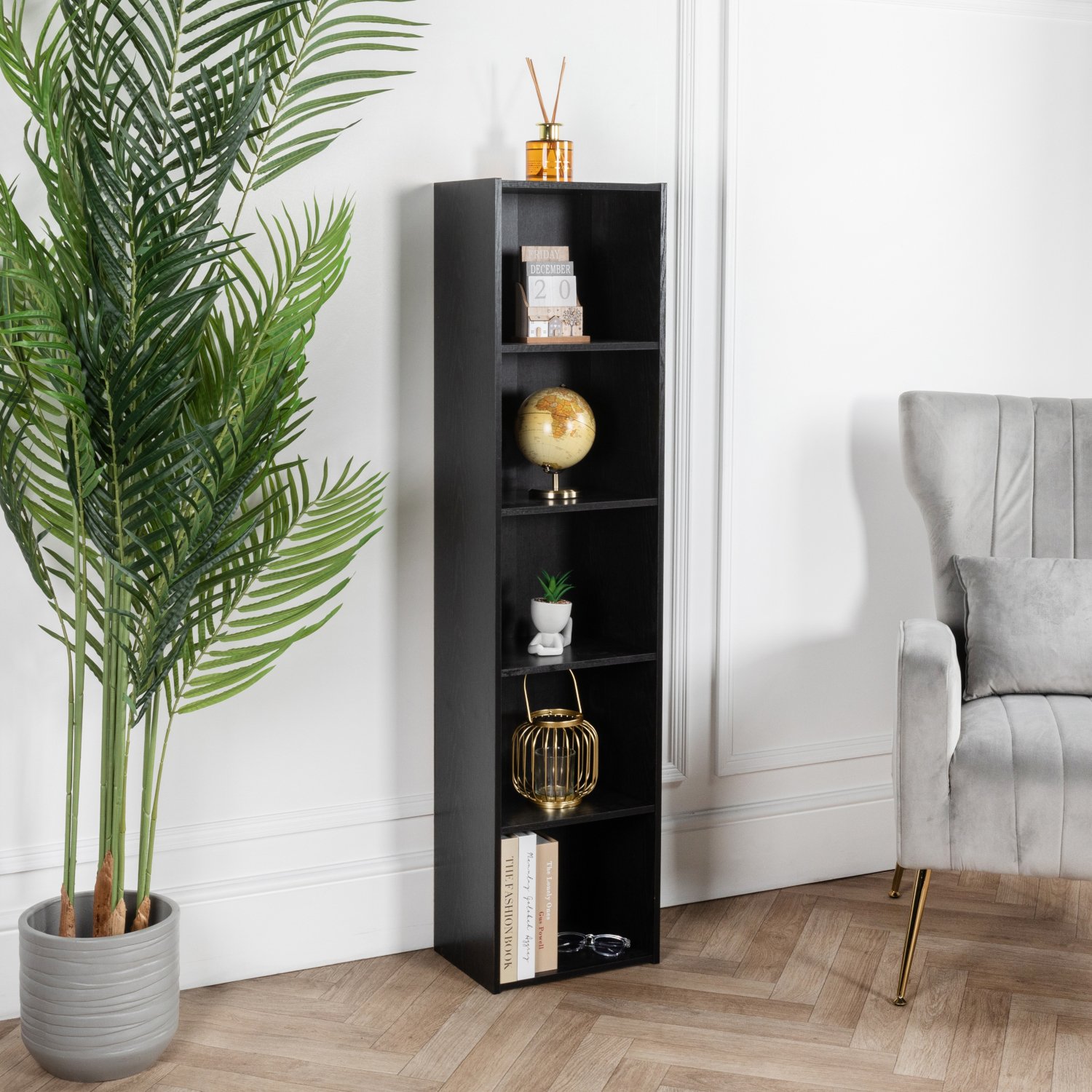 Home Treats Wooden 5 Tier Cube Bookshelf - Black