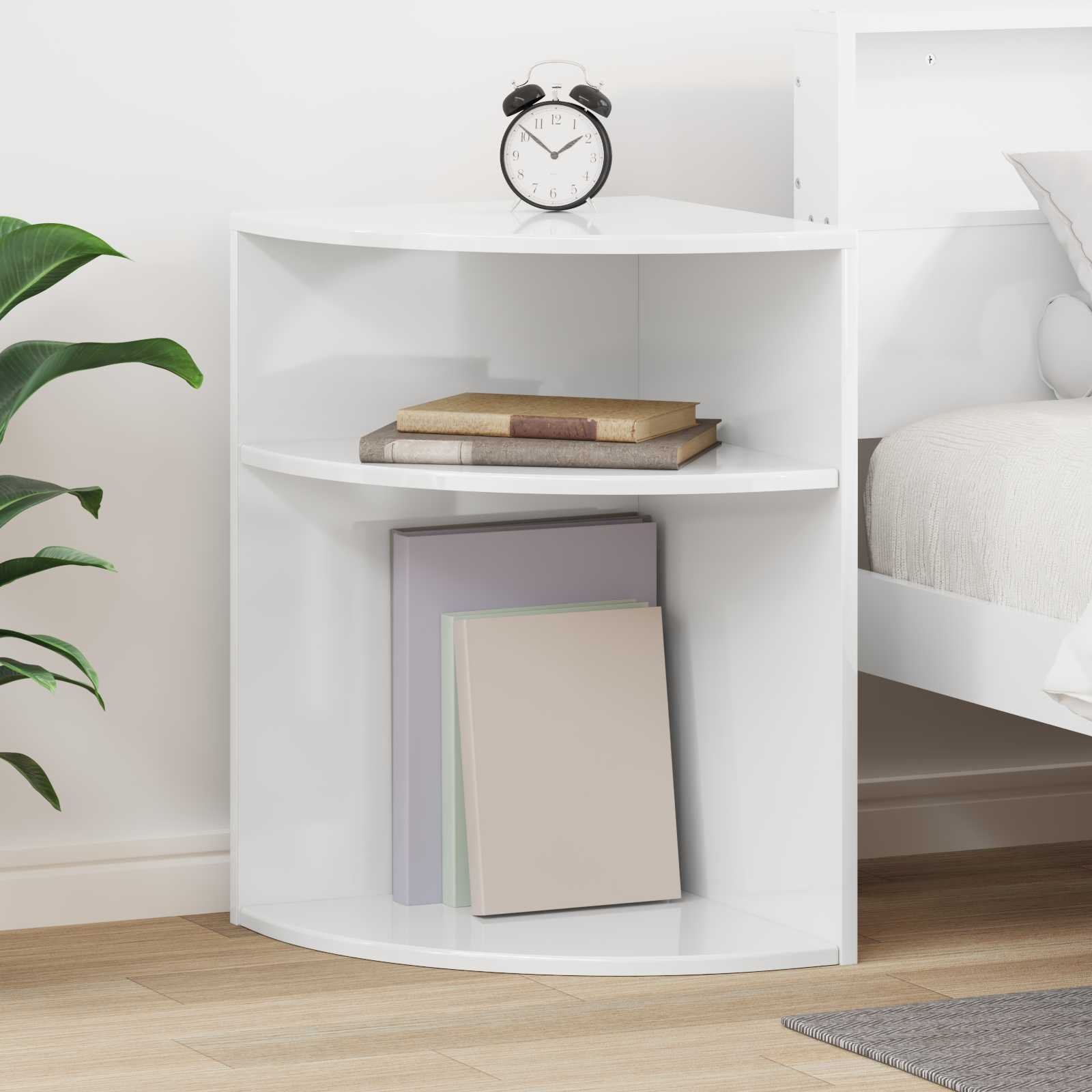 Walplus Engineered Wood End Table - White Gloss - 39.7 x 39.7 x 60 cm