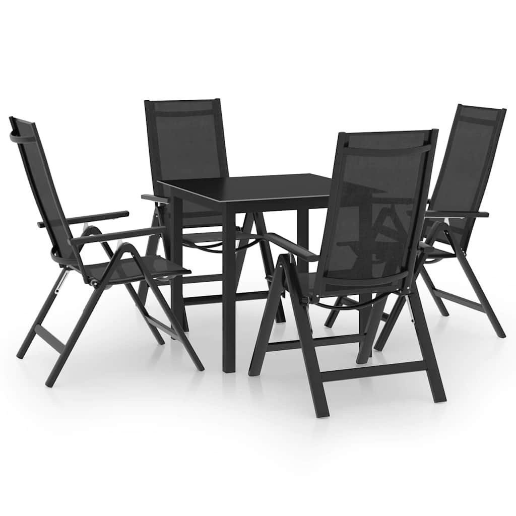 Walplus 5 Piece Aluminium Garden Dining Set - Anthracite - 80 x 80 x 74 cm