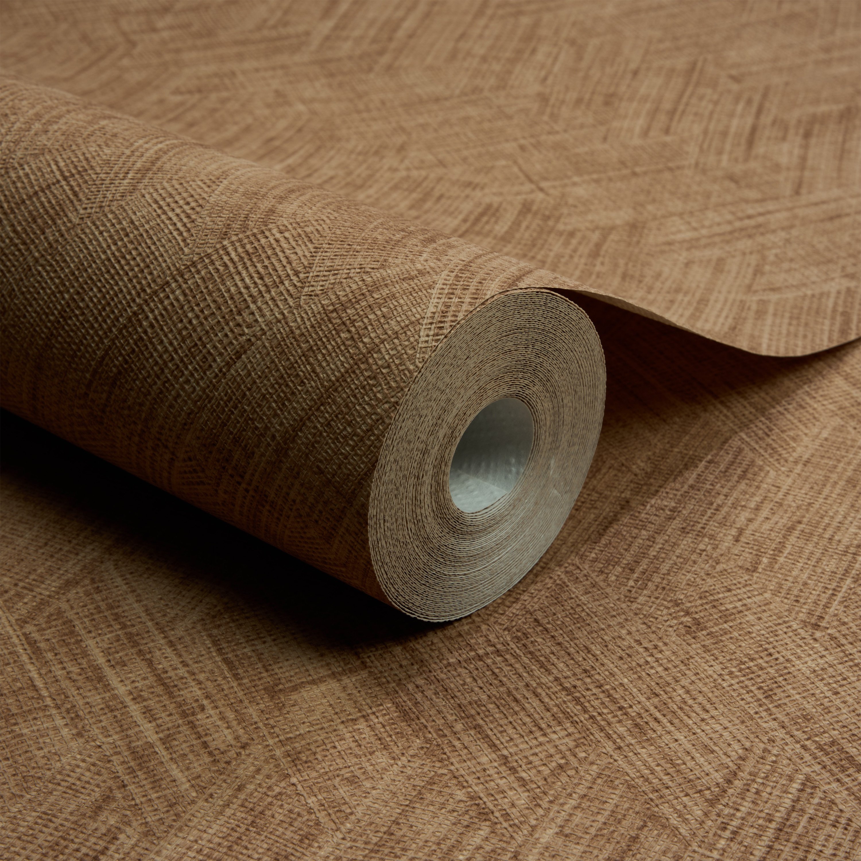 Grandeco Yuno Geometric Fabric Diamond Weave Textured Wallpaper - Terracotta