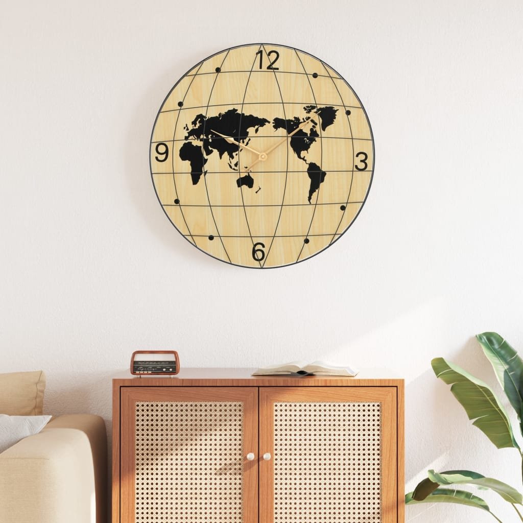 Walplus World Map Wall Clock - Black and Yellow