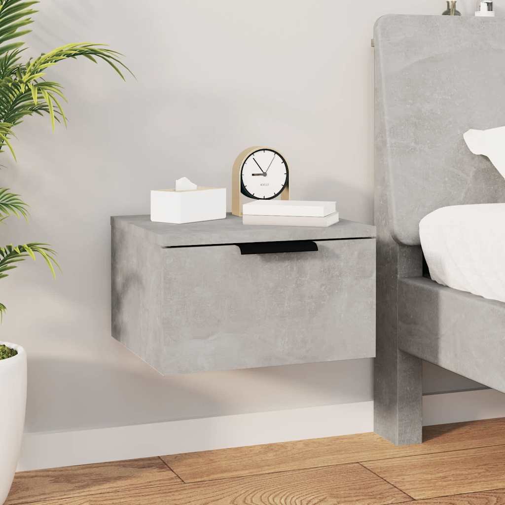 Walplus Wall Mounted Bedside Cabinet - Stone Grey - 34 x 30 x 20 cm