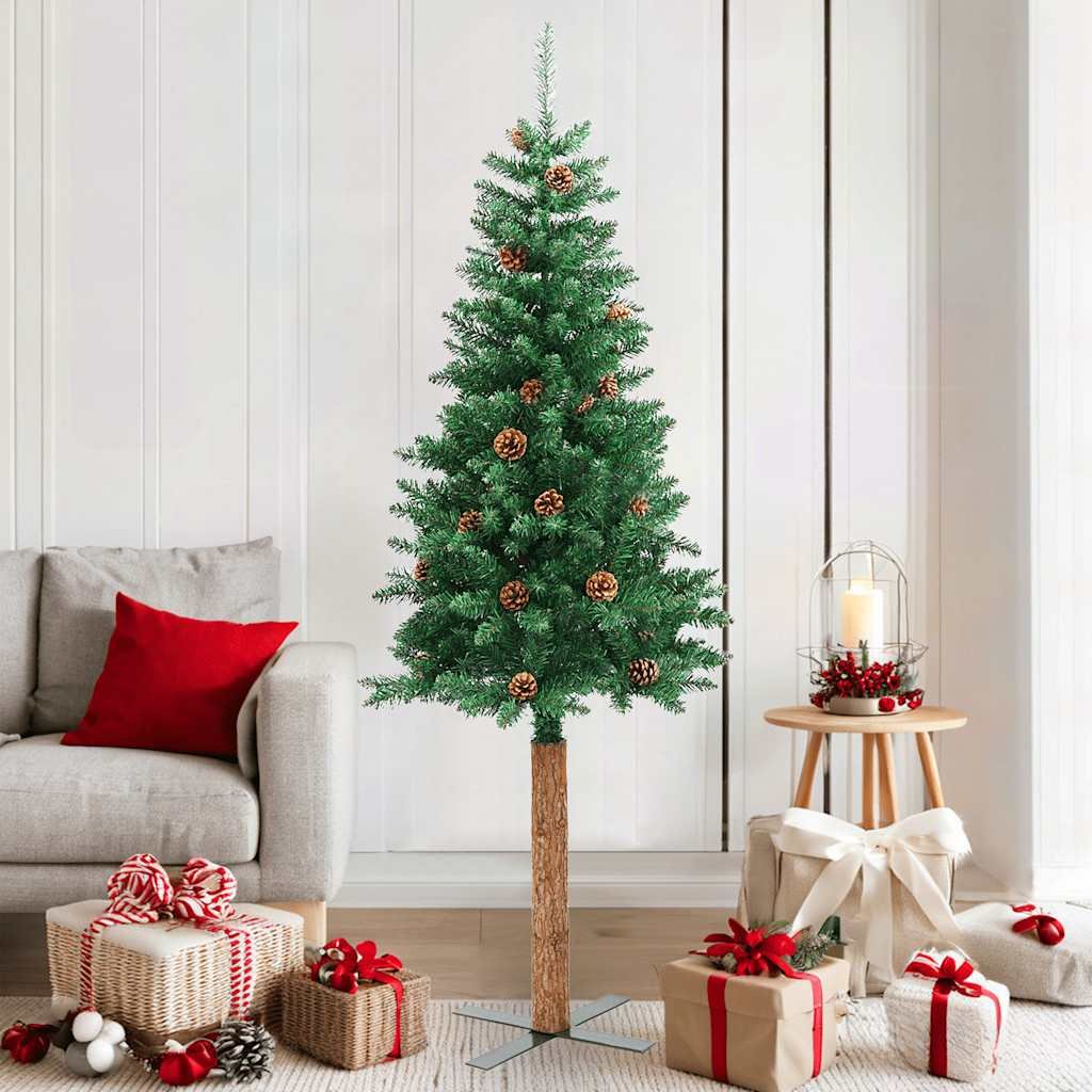 Walplus 375 Branch Tips Slim Artificial Christmas Tree - Green - 180 cm