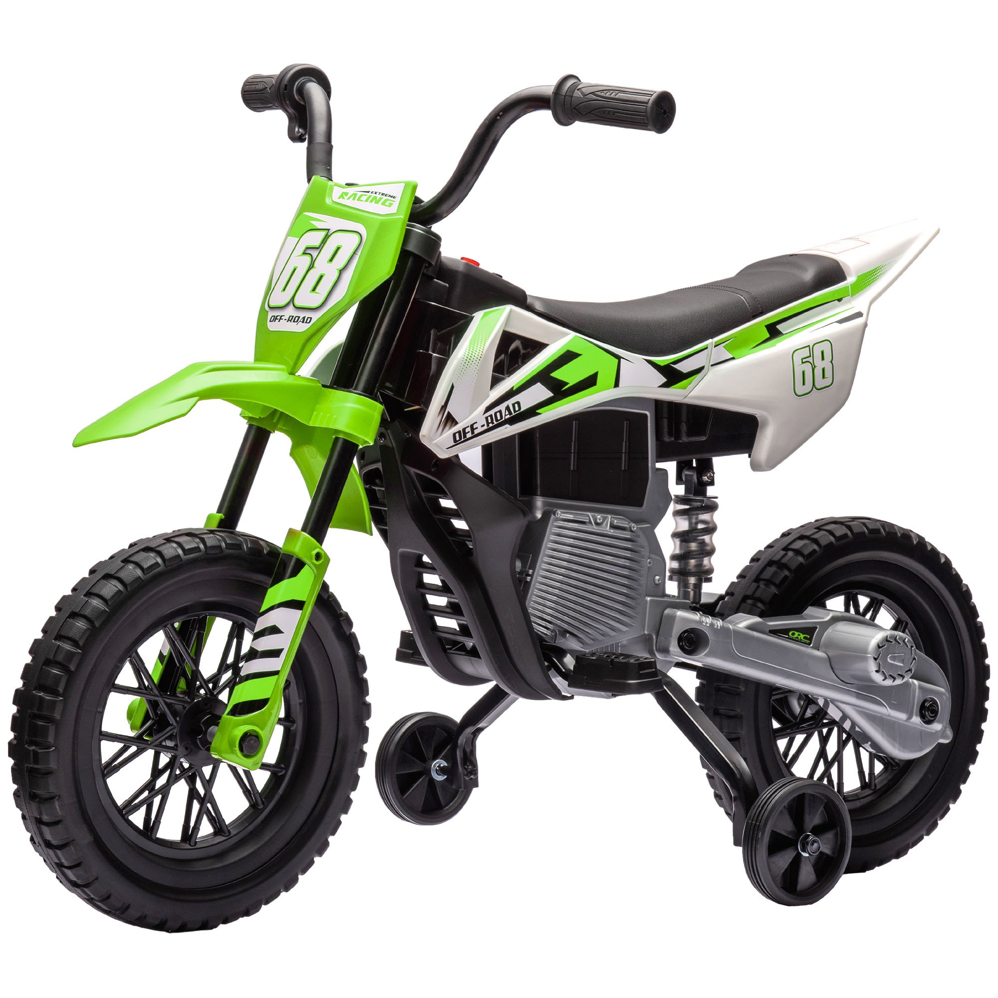 AIYAPLAY 12V Music Training Wheels Kids Electric Ride on Motorcycle – Green