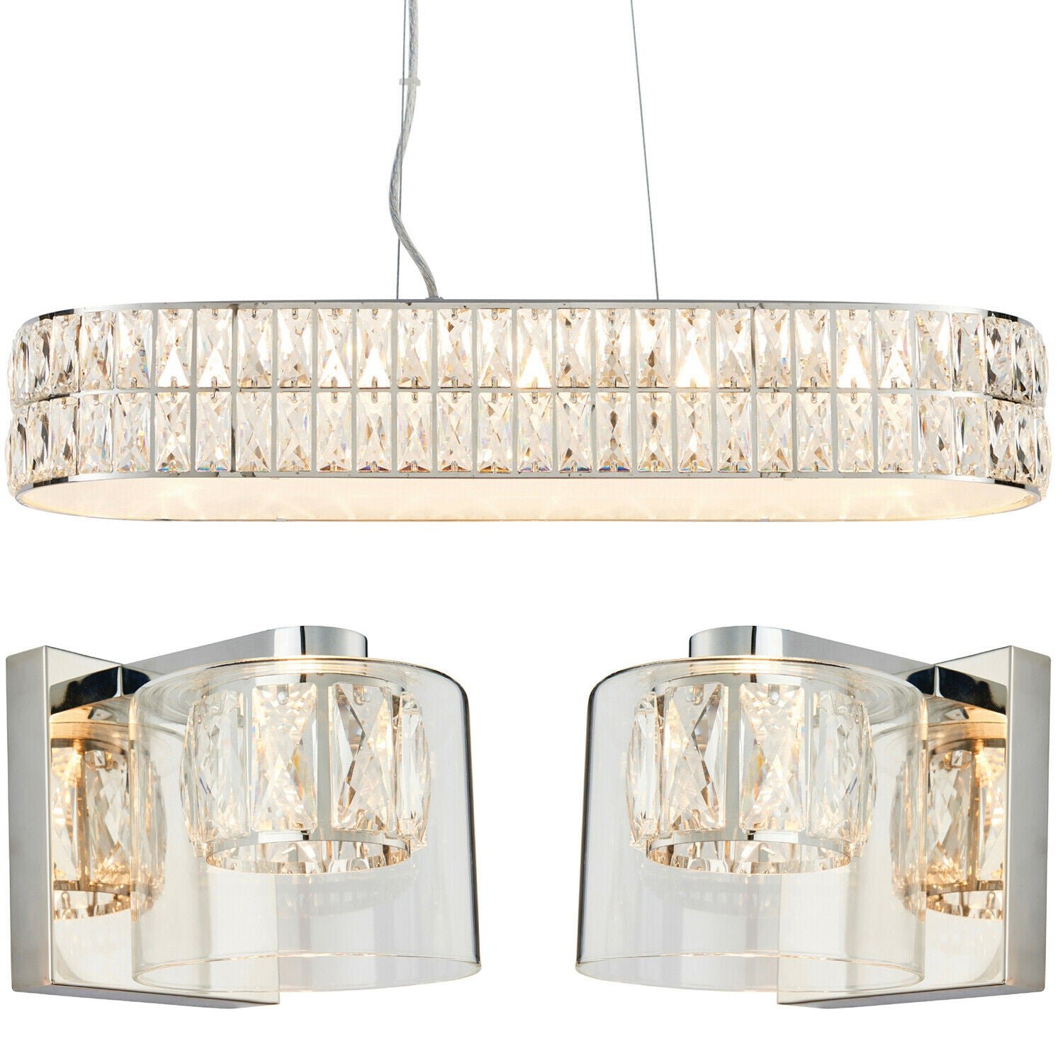 Loops Direct Steel and Glass LED Pendant and Wall Lights - Chrome