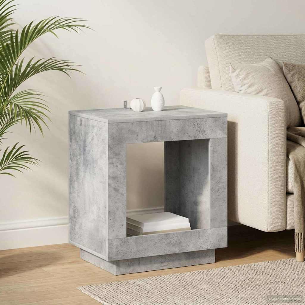 Walplus Engineered Wood Side Table - Concrete Grey - 60 x 40 x 65 cm