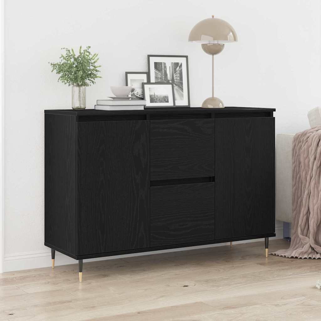 Walplus Engineered Wood Sideboard - Black Oak - 101.5 x 35 x 70 cm