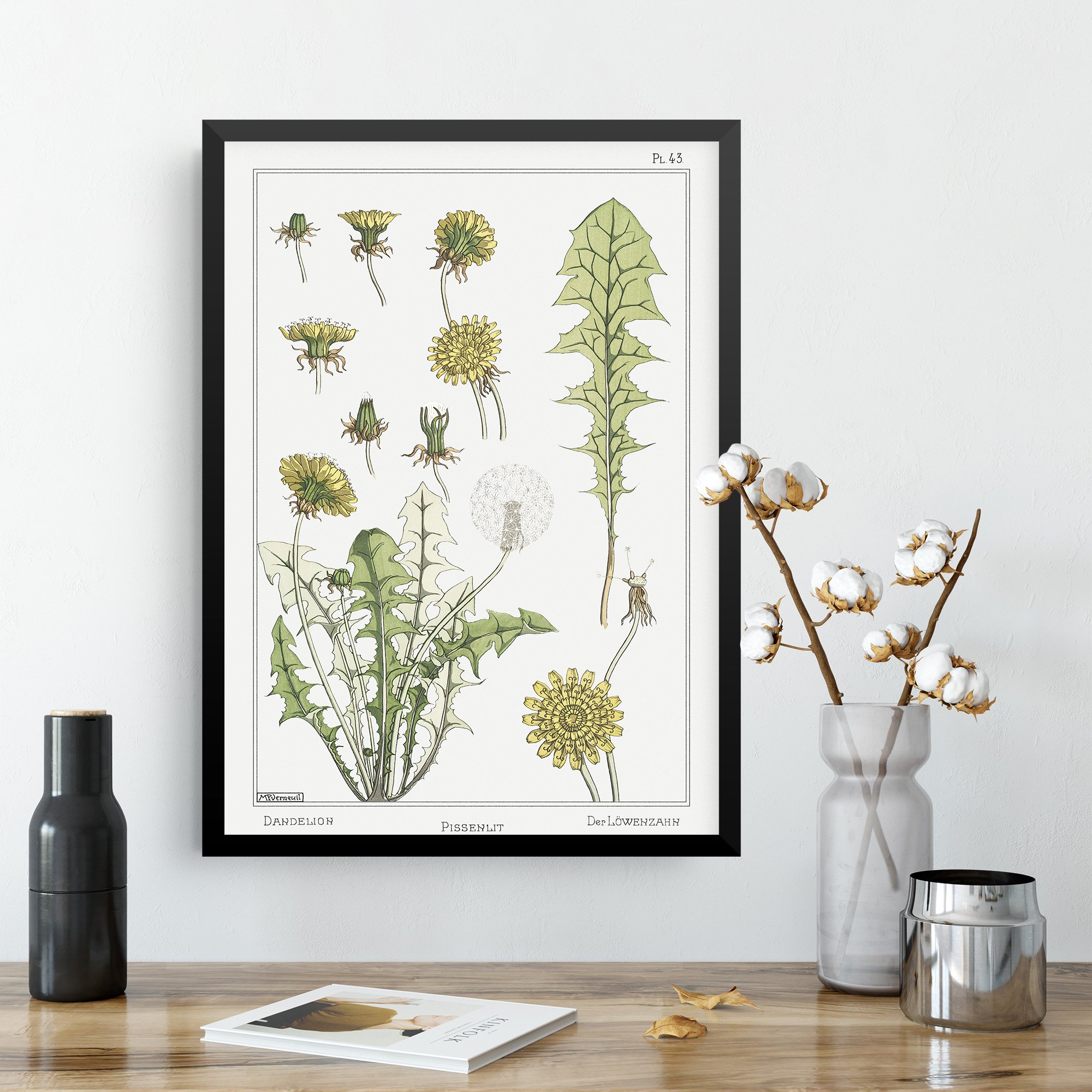 Maurice Pillard Verneuil Dandelion Flower Plant Framed Art Print - A3