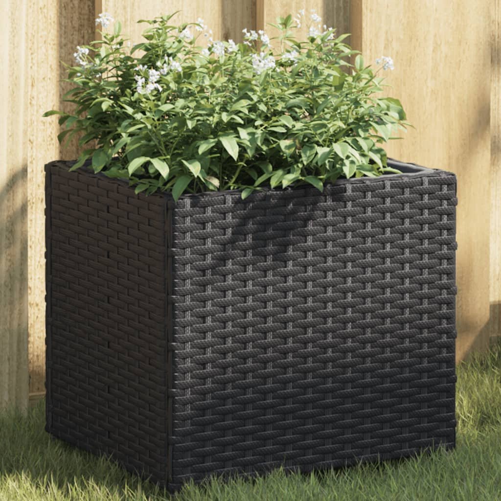 Walplus Poly Rattan Garden Planter - Black - 36 x 30 x 32 cm