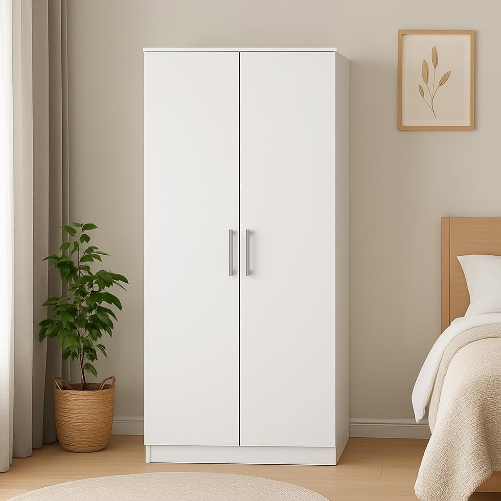 Home Treats 2 Door Wardrobe With Shelf - White
