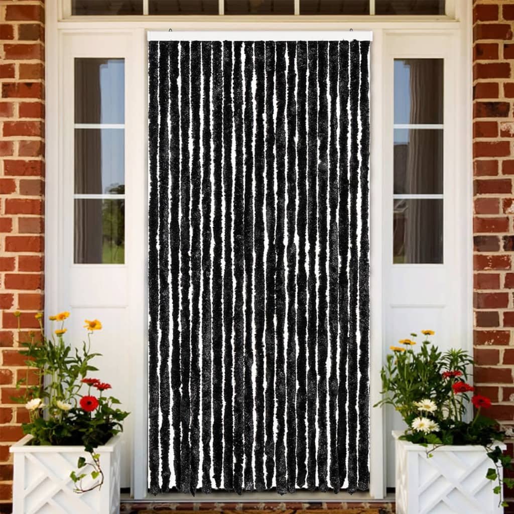 Walplus Chenille Insect Door Curtain - Anthracite - 90 x 200 cm