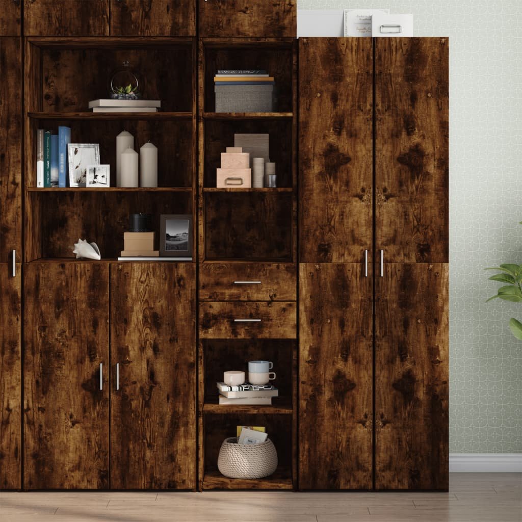 Walplus Engineered Wood Highboard - Dark Oak - 40 x 42.5 x 185 cm