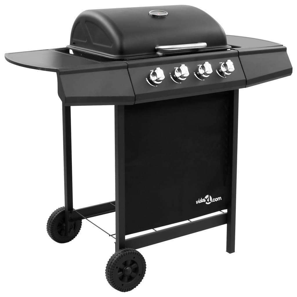 Walplus Gas BBQ Grill with 4 Burners - Black - 107.5 x 55 x 96.5 cm