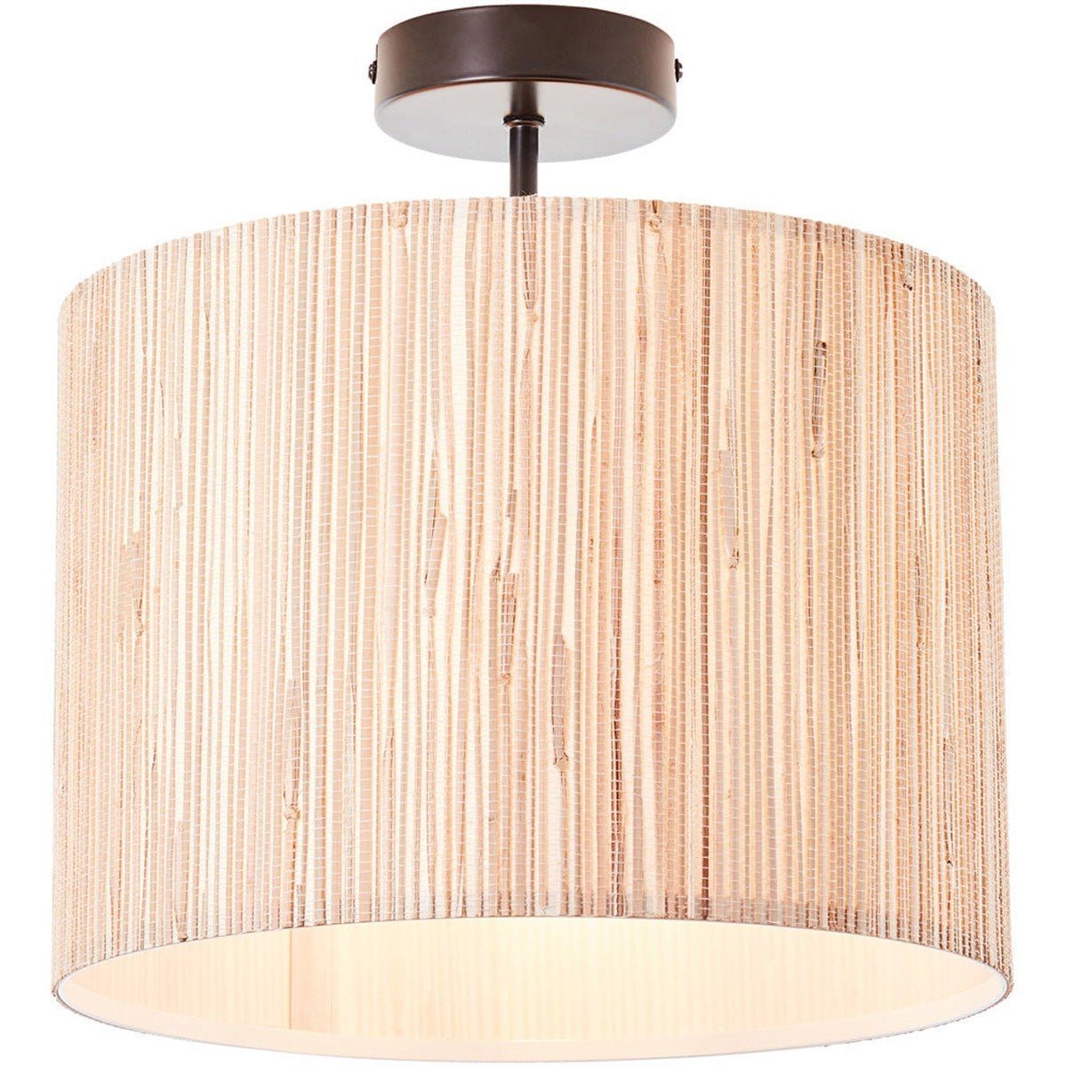 Loops Direct Seagrass Semi Flush Light - Natural Seagrass and Matt Black