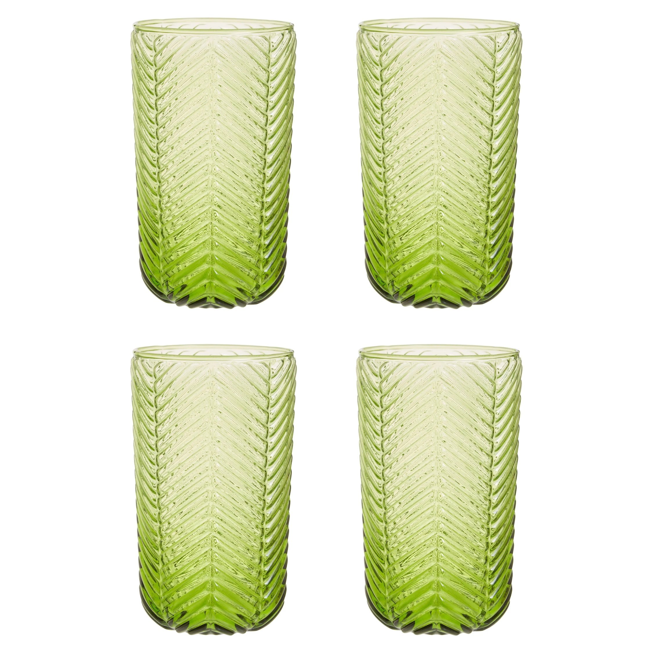 Orsina Fleur Set of 4 Highball Glasses – Green