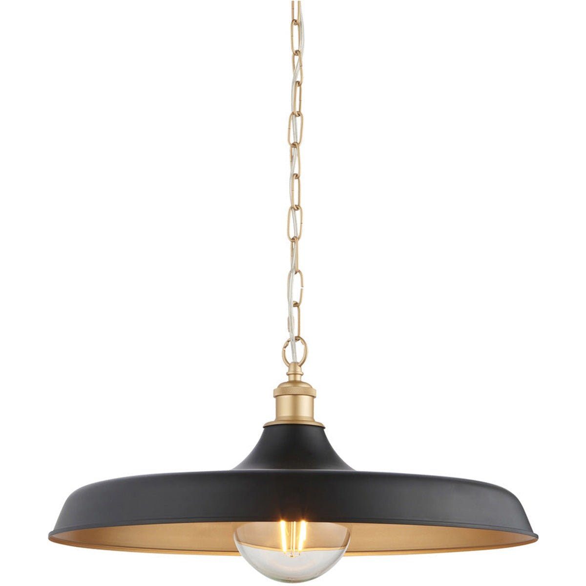 Loops Direct Steel Hanging Ceiling Pendant Light - Matt Black and Satin Gold