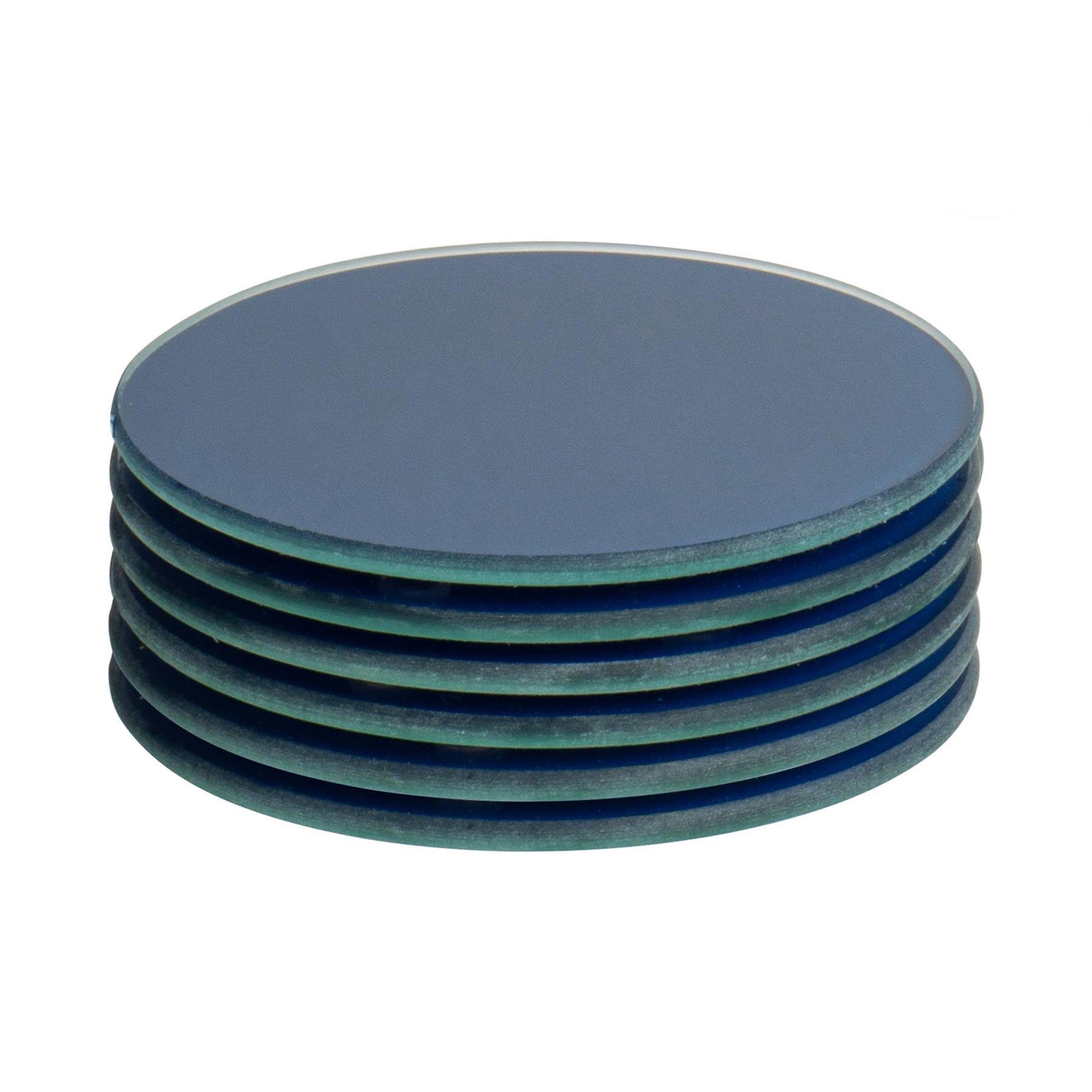 Harbour Housewares Glass Round Coasters - Hague Blue - Pack of 6