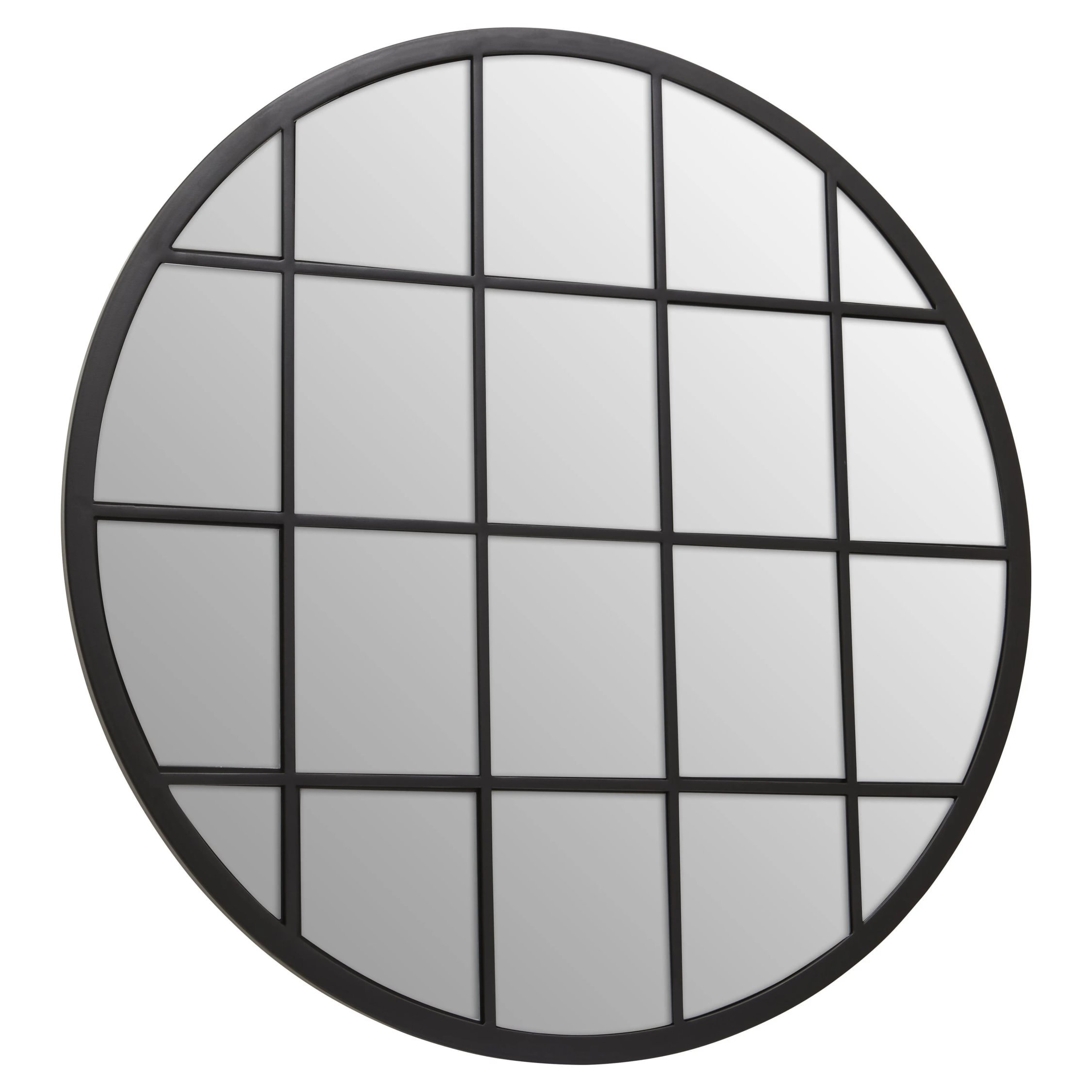 Orsina Descartes Round Metal Wall Mirror – Black
