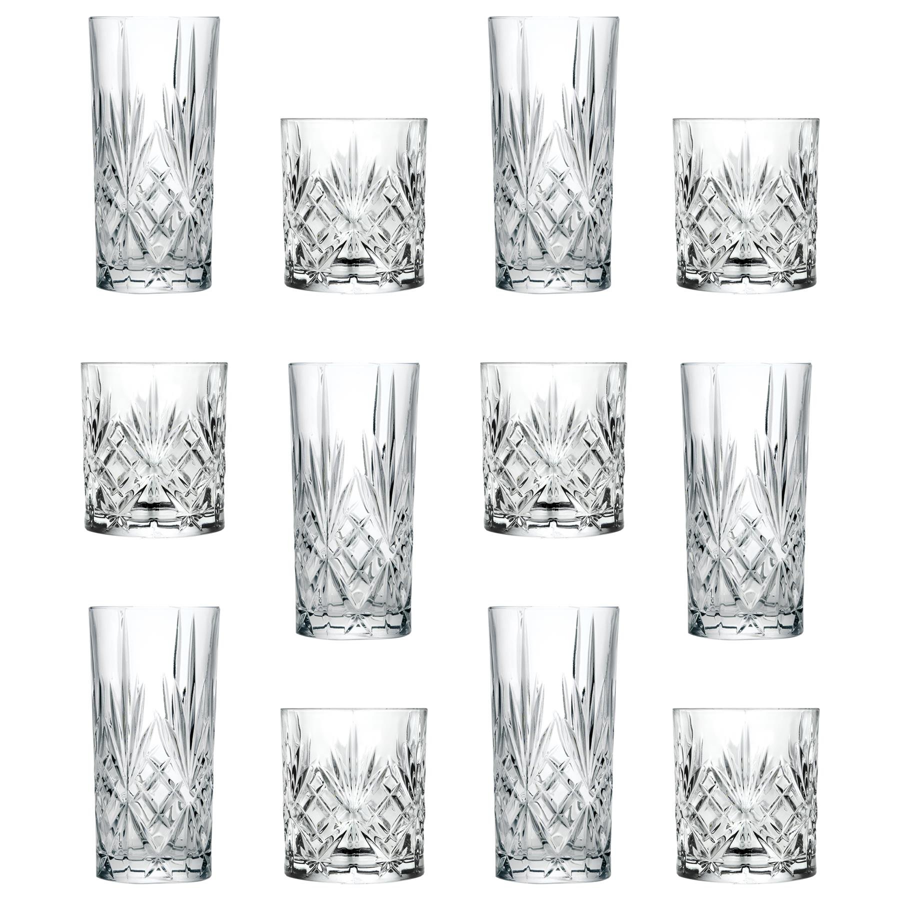 RCR Crystal 12 Piece Melodia Highball Glasses & Whisky Tumblers Set