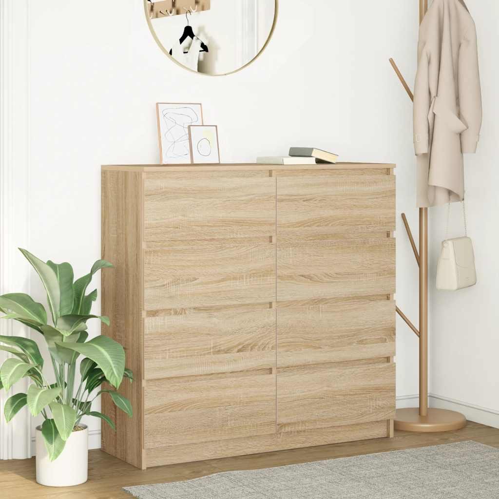 Walplus Engineered Wood Sideboard - Light Oak - 100 x 35 x 99 cm