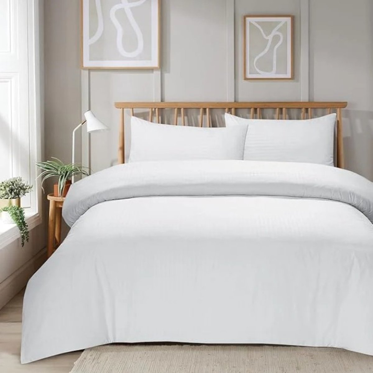 New Edge Blinds Mayfair Stripe White Duvet Set - Single