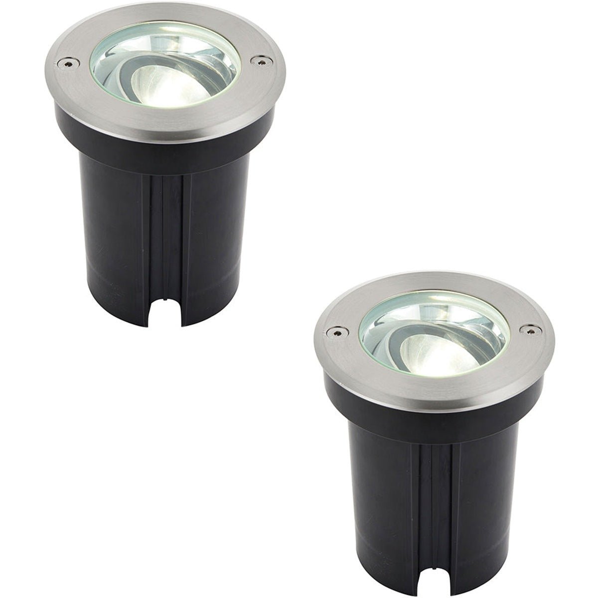 Loops Direct Pack of 2 10.8cm LED Stainless Steel Ground Light - Brushed Steel