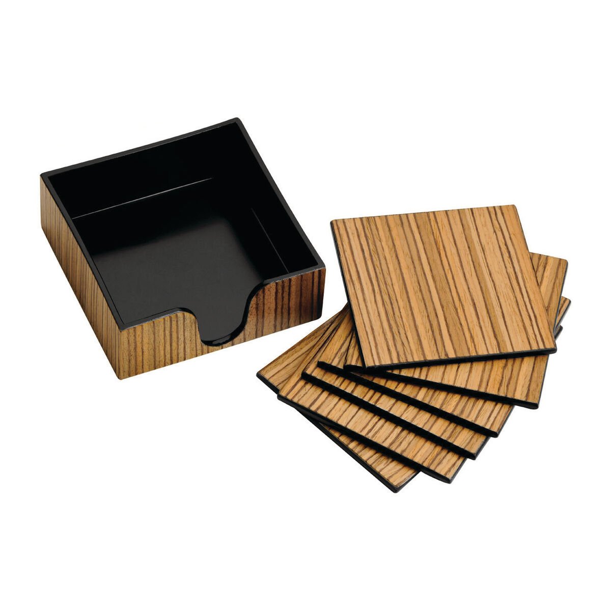Orsina Set Of 6 Mareel Plastic And Wood Veneer Coasters - Natural