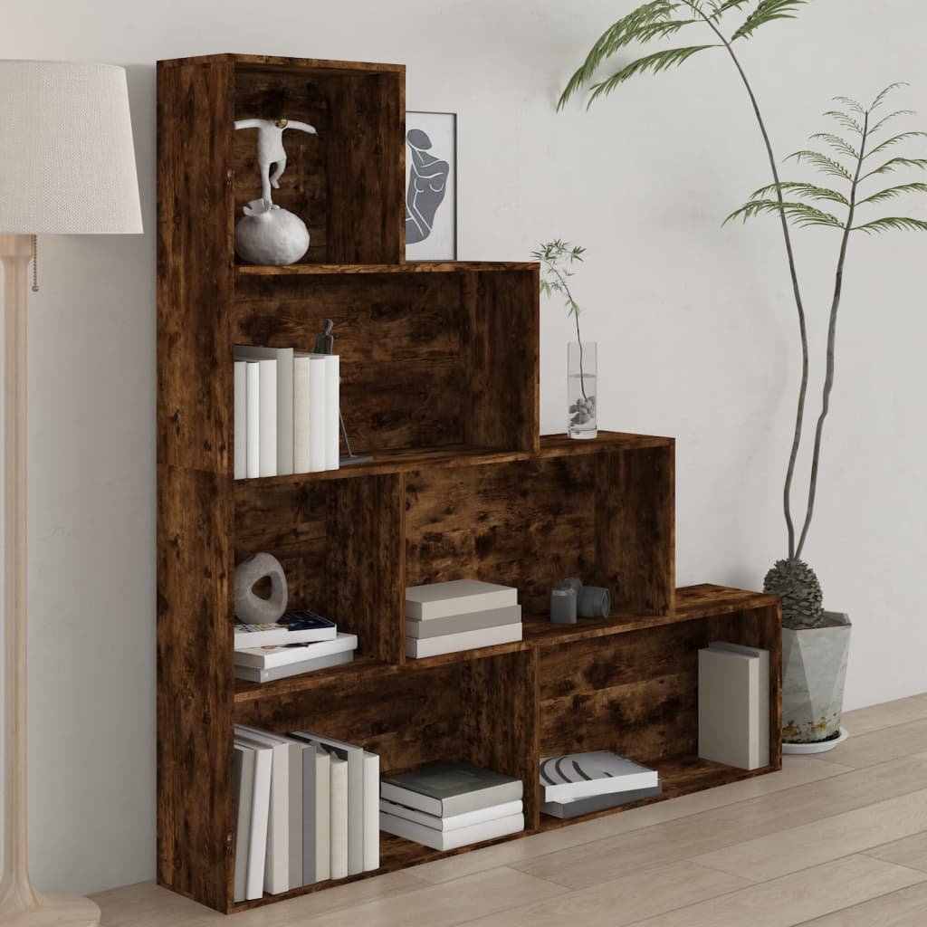 Walplus Engineered Wood Book Cabinet - Dark Oak - 155 x 24 x 160 cm