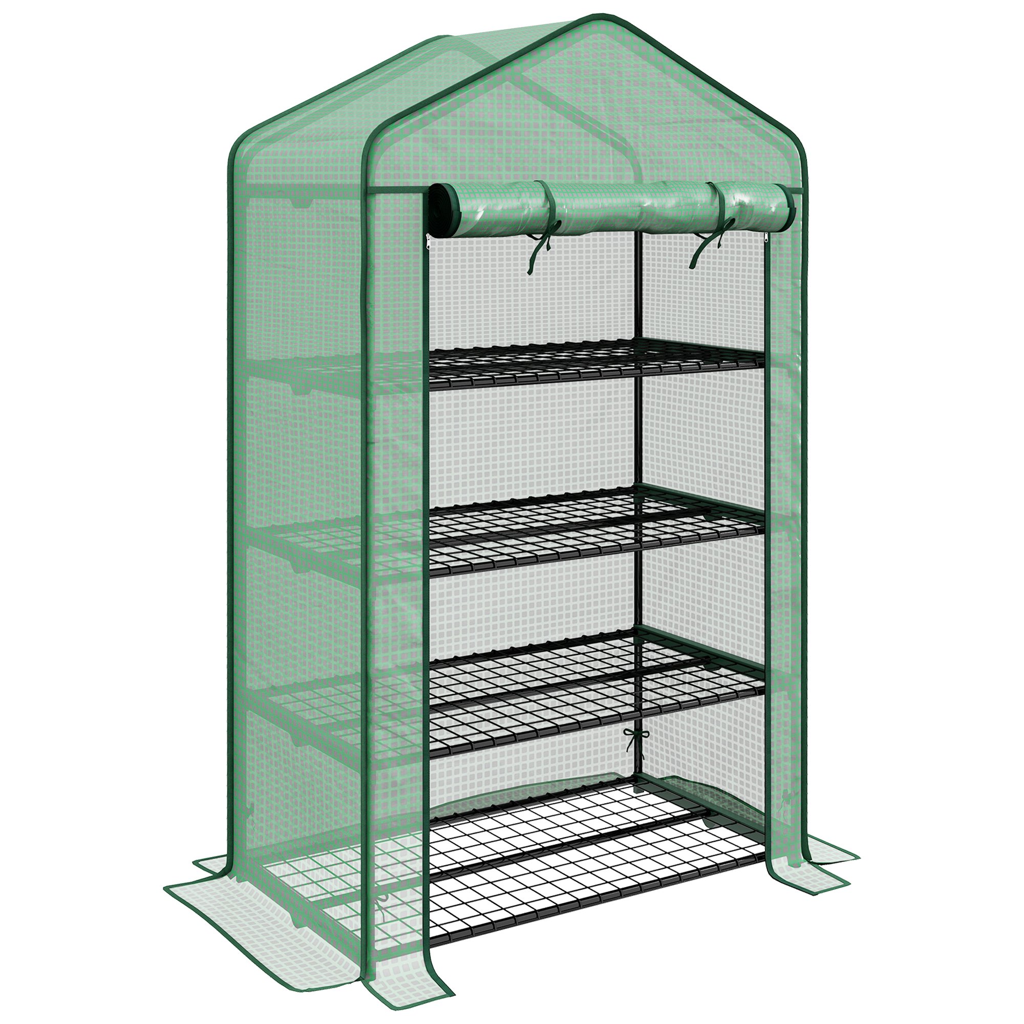 Outsunny 4 Tier Mini Greenhouse - Green