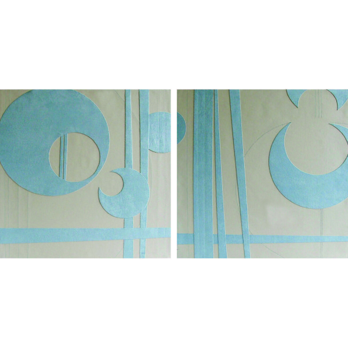 Orsina Suede Leather Canvas Set of 2 Square & Prints - Blue and Cream