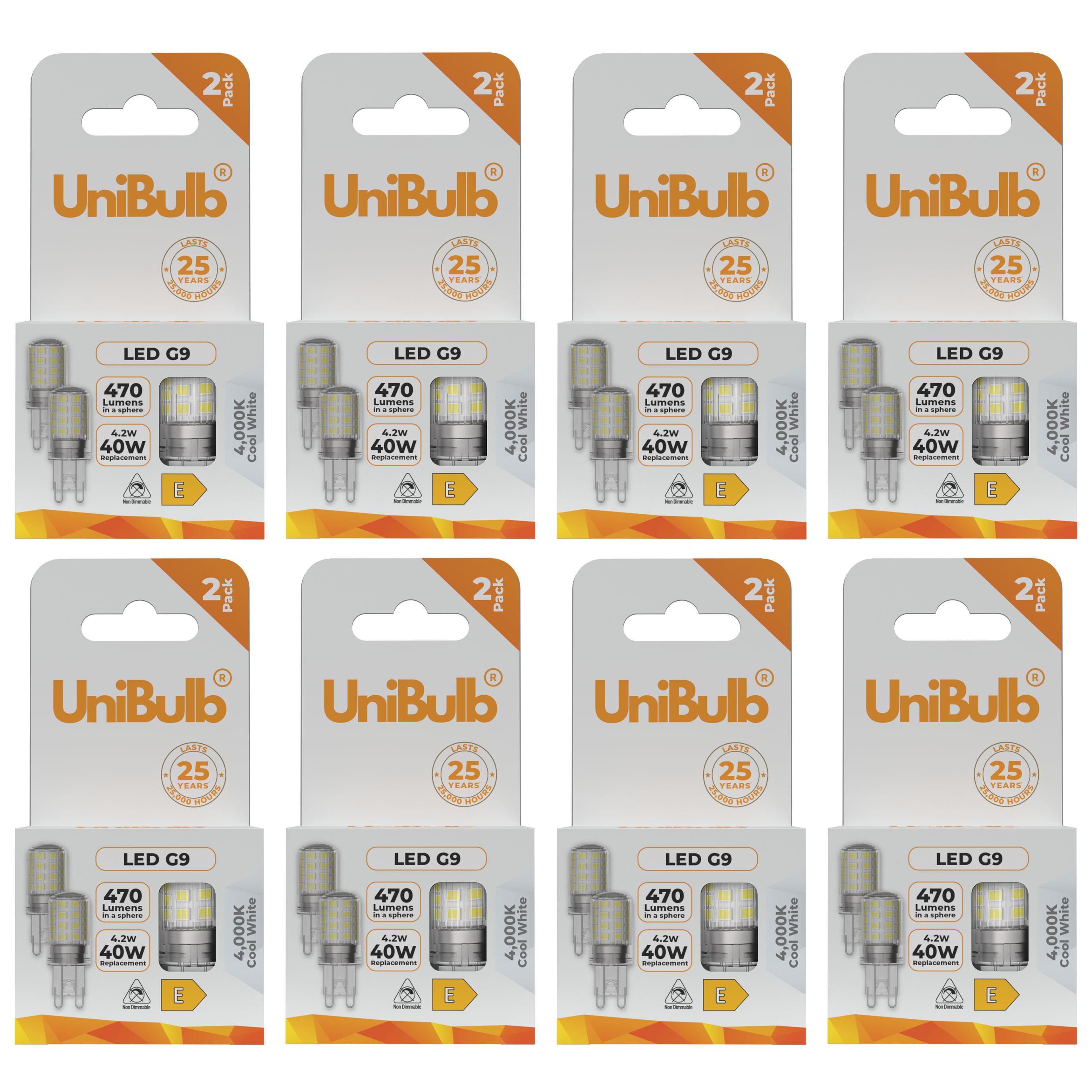 UniBulb 4.2W LED Cool White Capsule G9 Light Bulb - Pack of 16
