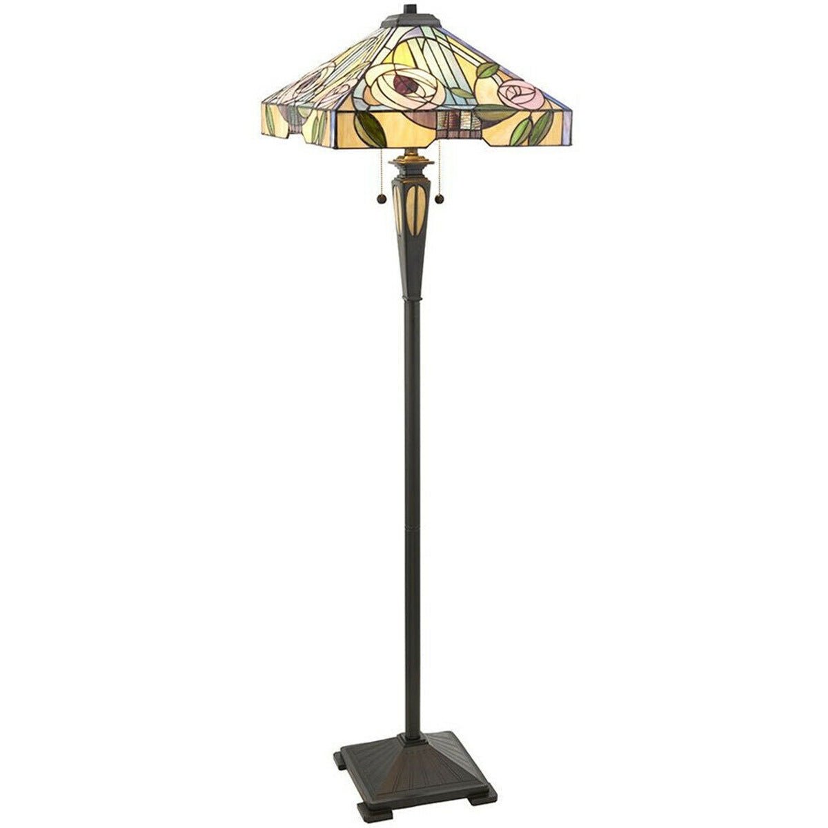 Loops Direct 42.5cm Diameter Glass Floor Lamp - Dark Bronze