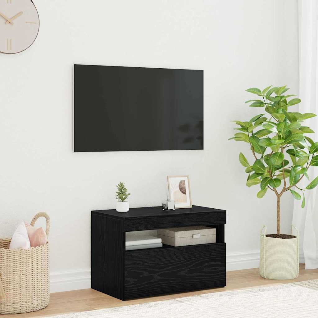 Walplus Engineered Wood 2 Doors TV Cabinet - Black Oak - 60 x 35 x 40 cm