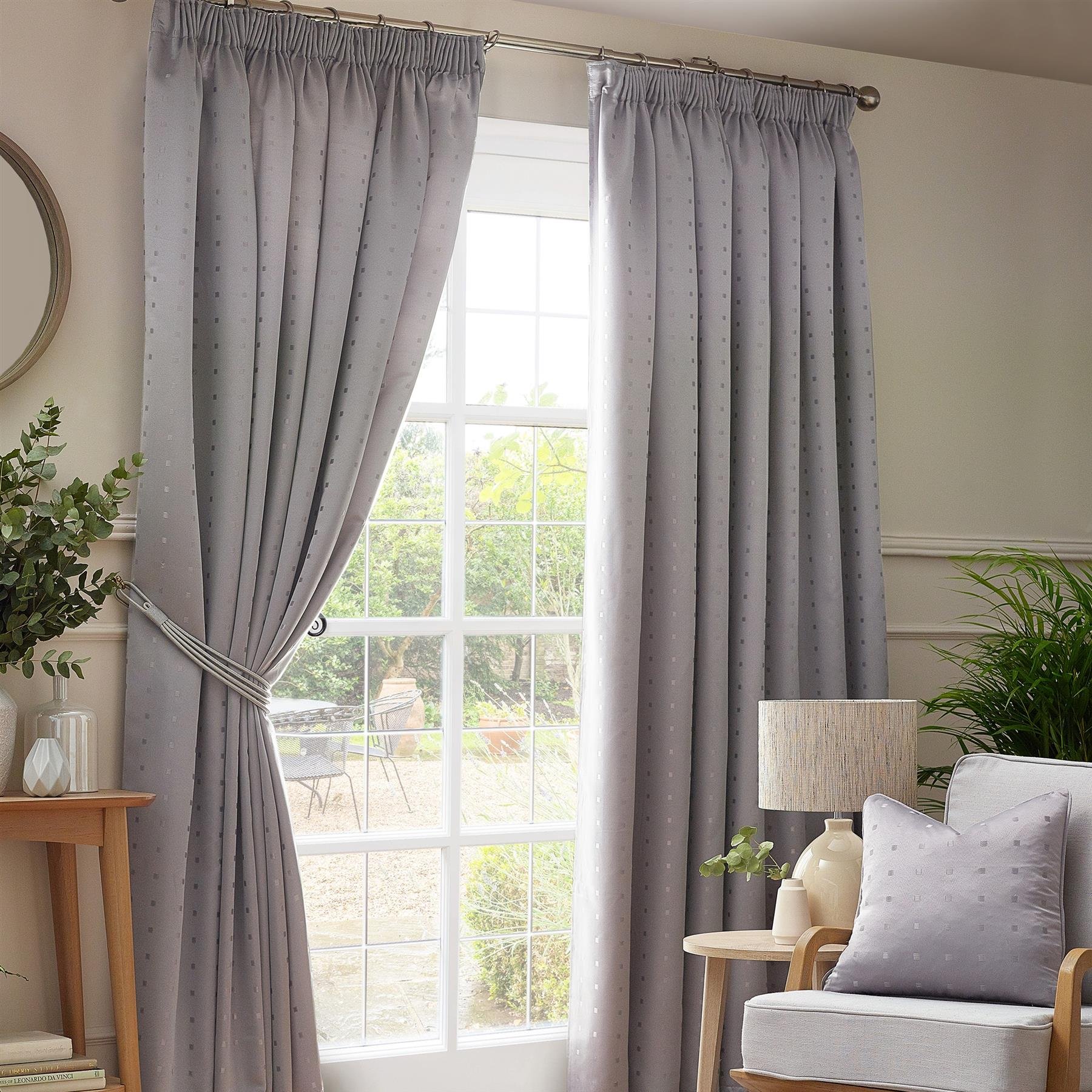 Luxury Living Adi Lined Pencil Pleat Curtains 117cm x 229cm - Silver