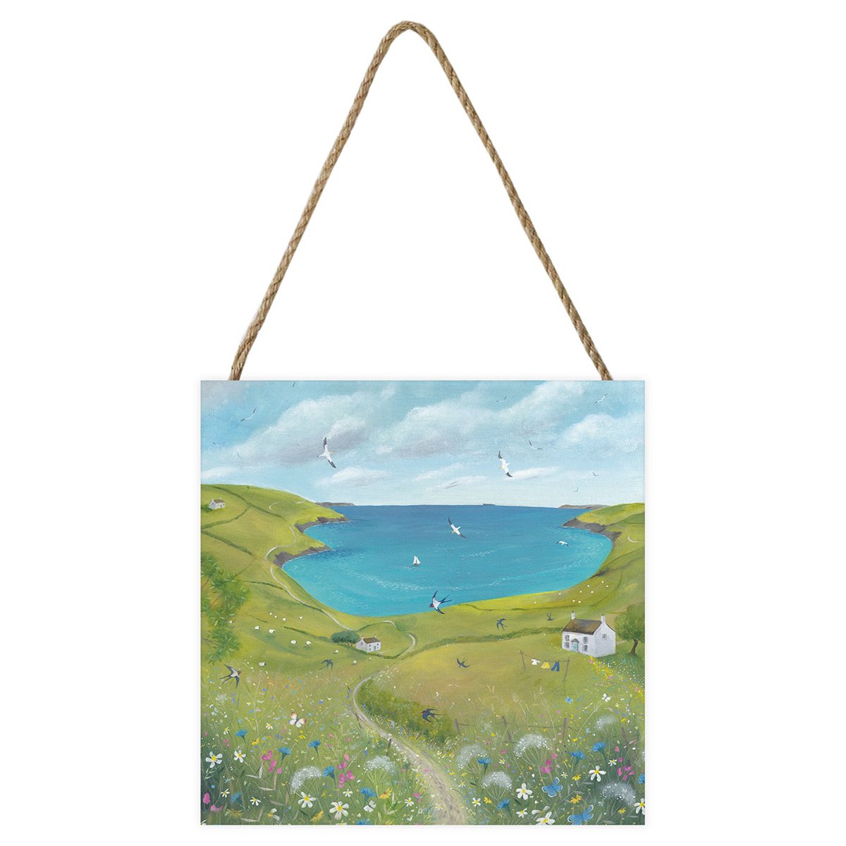 Julia Crossland Along The Coast Path Wooden Block