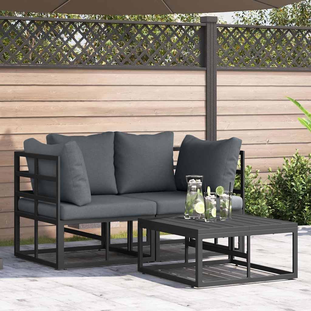 Walplus 3 Piece Garden Sofa Set - Black - 71.5 x 71.5 x 71 cm