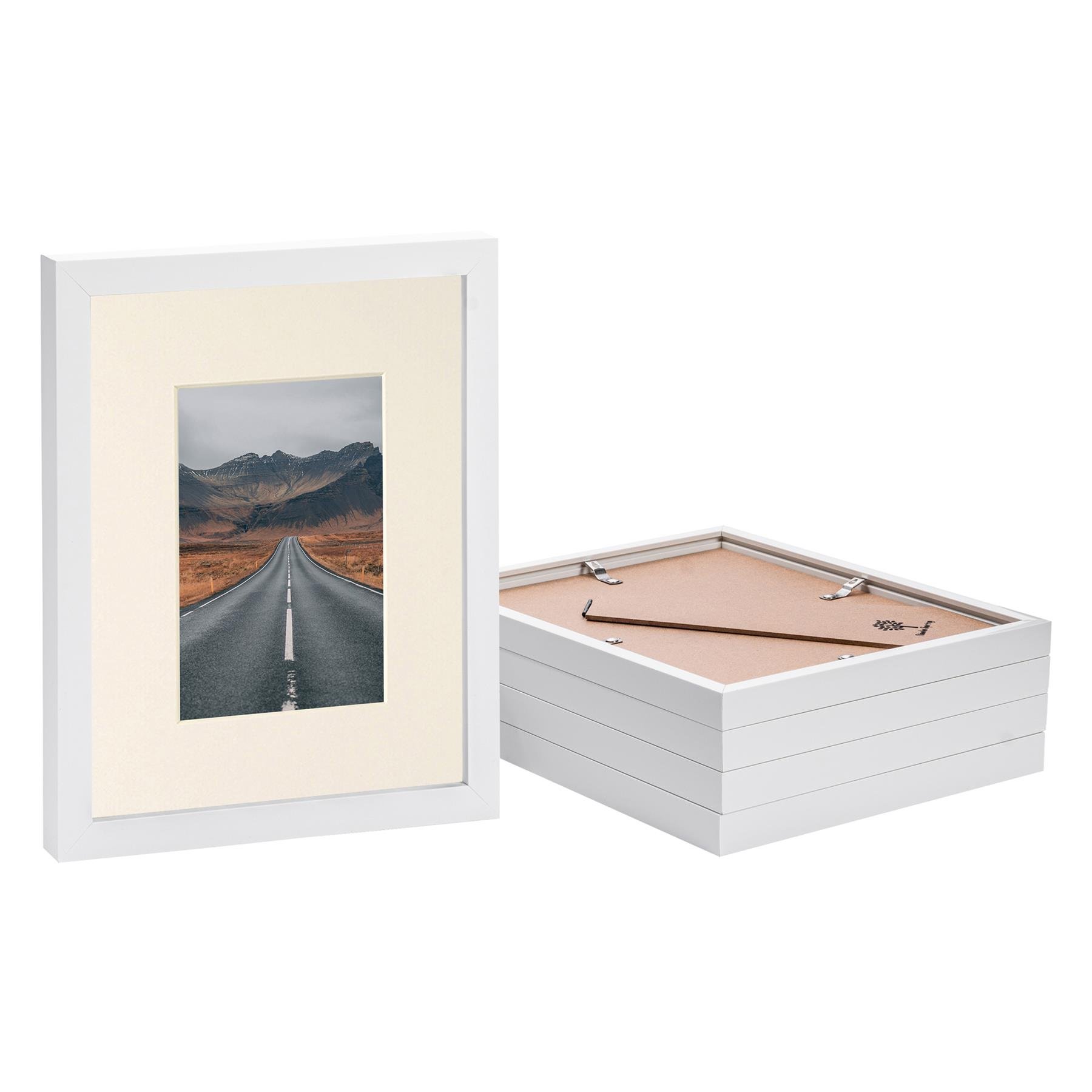 Nicola Spring 8 x 10" Photo Frames with 4 x 6" Ivory Mount (5x) - White