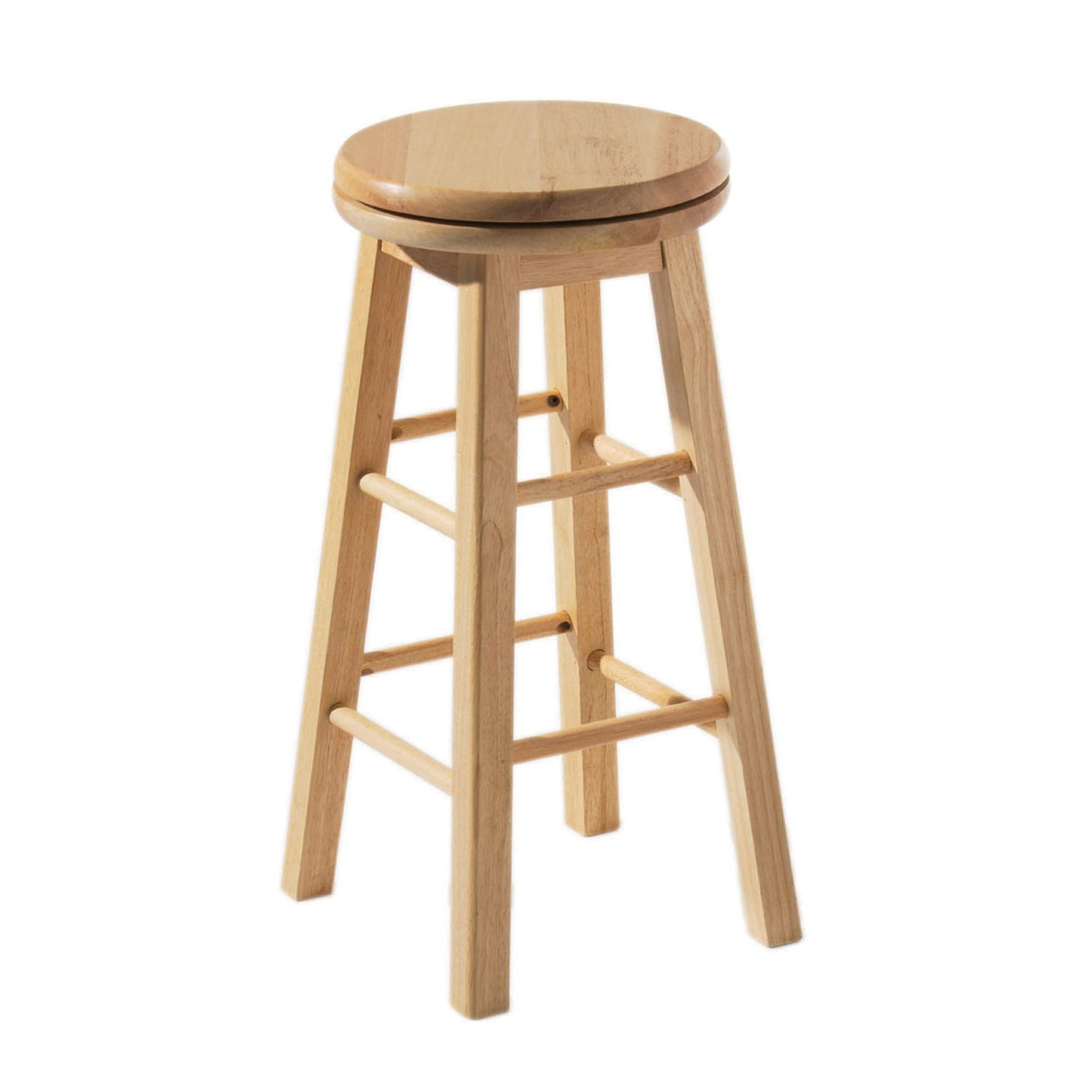 Orsina Chester Revolving Hevea Wood Bar Stool – Natural