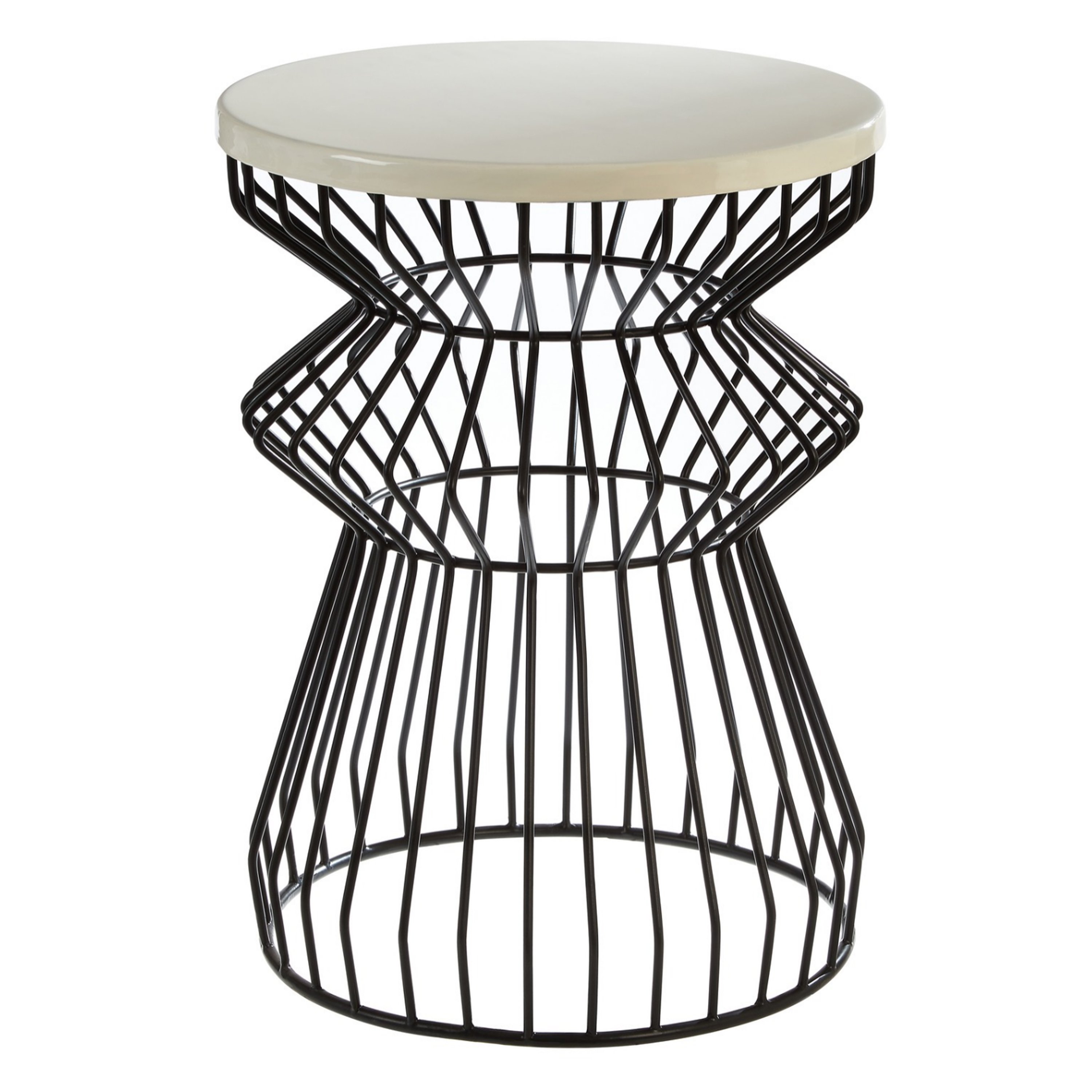 Orsina Corina Marble Side Table with Curved – White and Black
