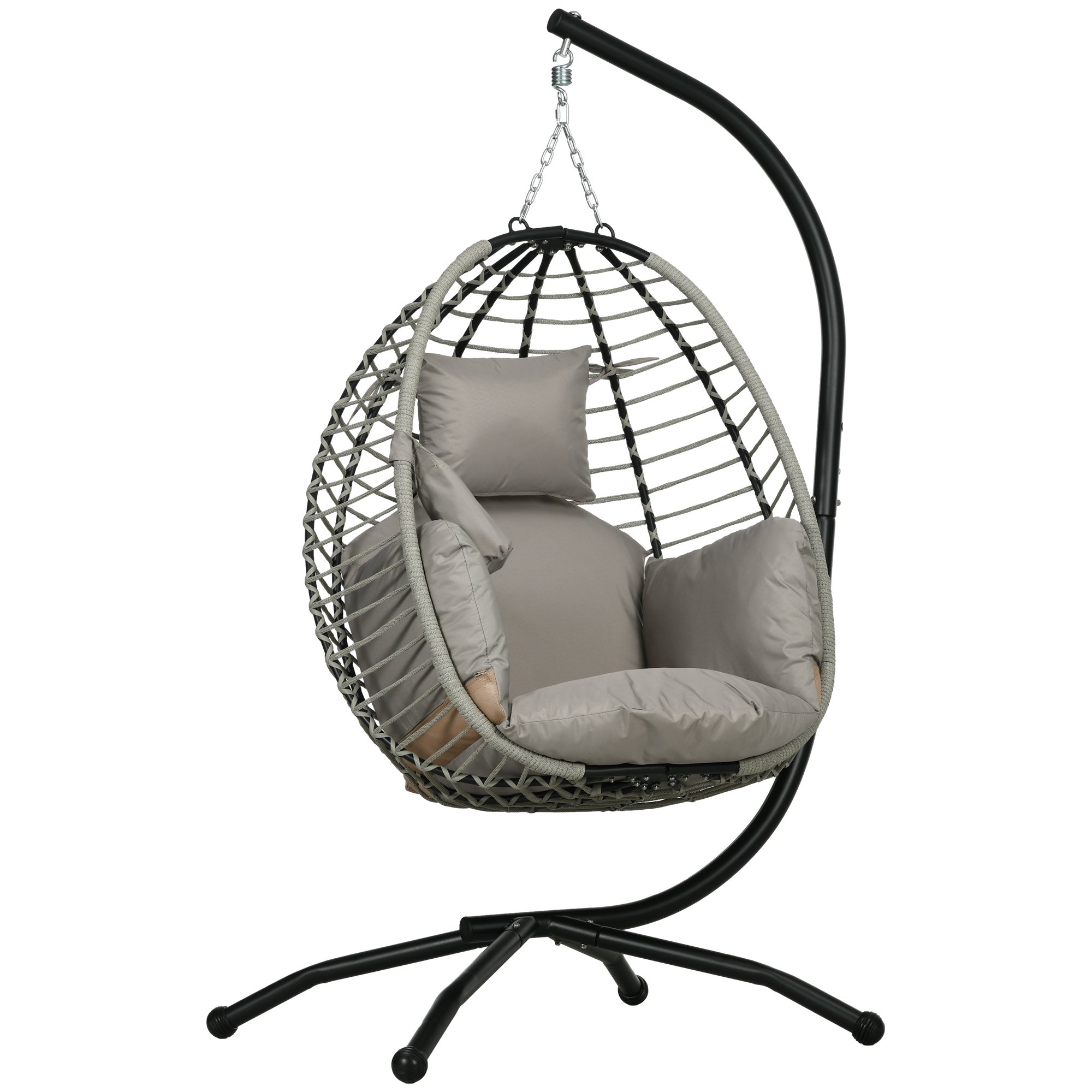 Outsunny Garden Egg Swing Chair with Padded Cushion - Grey