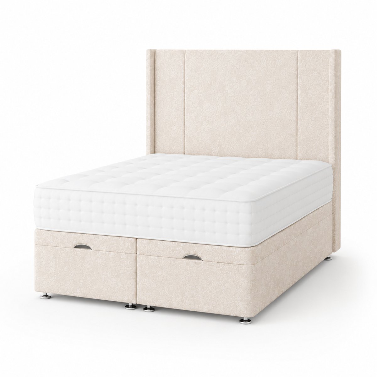 Comfy Deluxe Harriet  5ft King Size Ottoman End Lift  Bed Set - Crush Cream