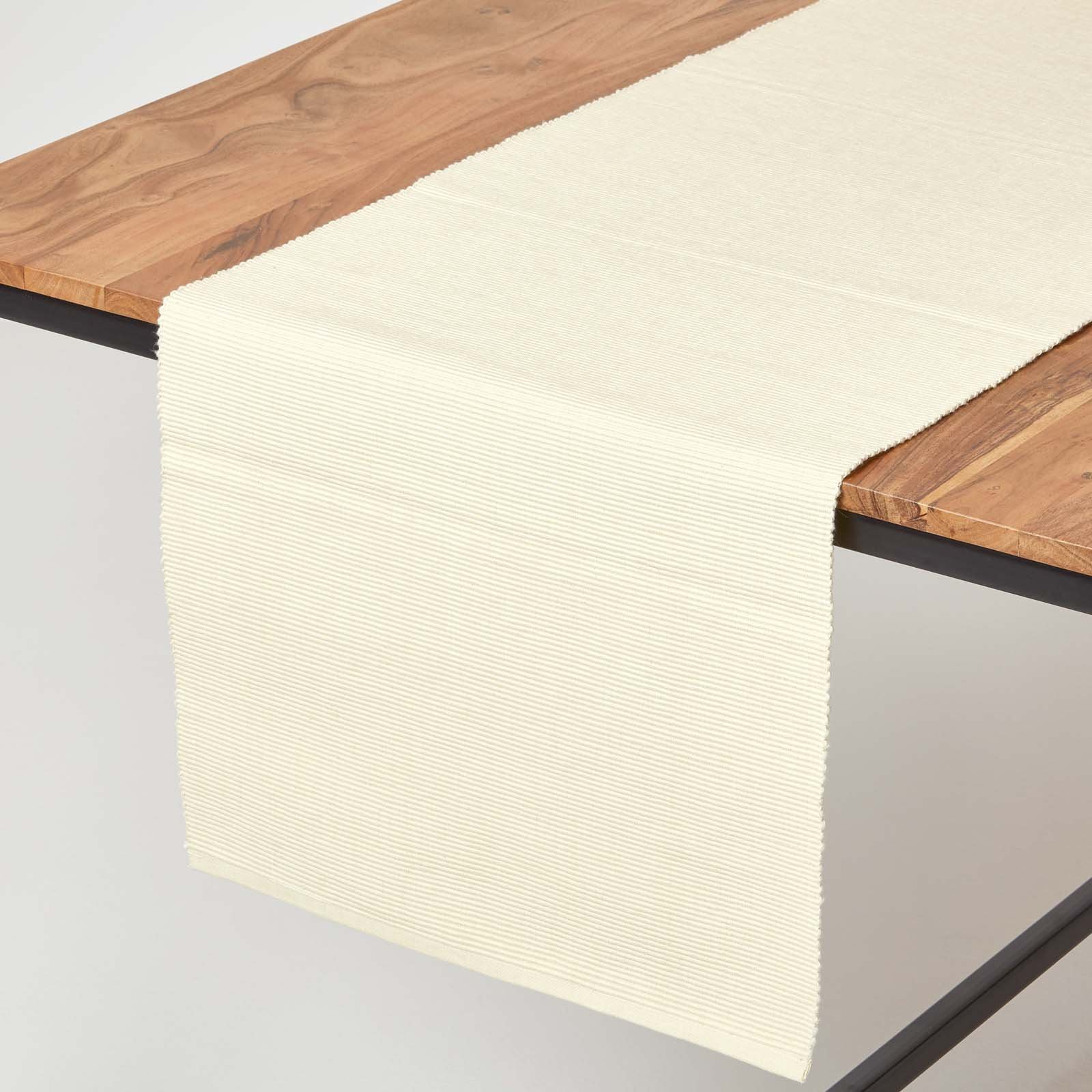 Homescapes Cotton Plain Table Runner - 44 x 178 cm - Cream