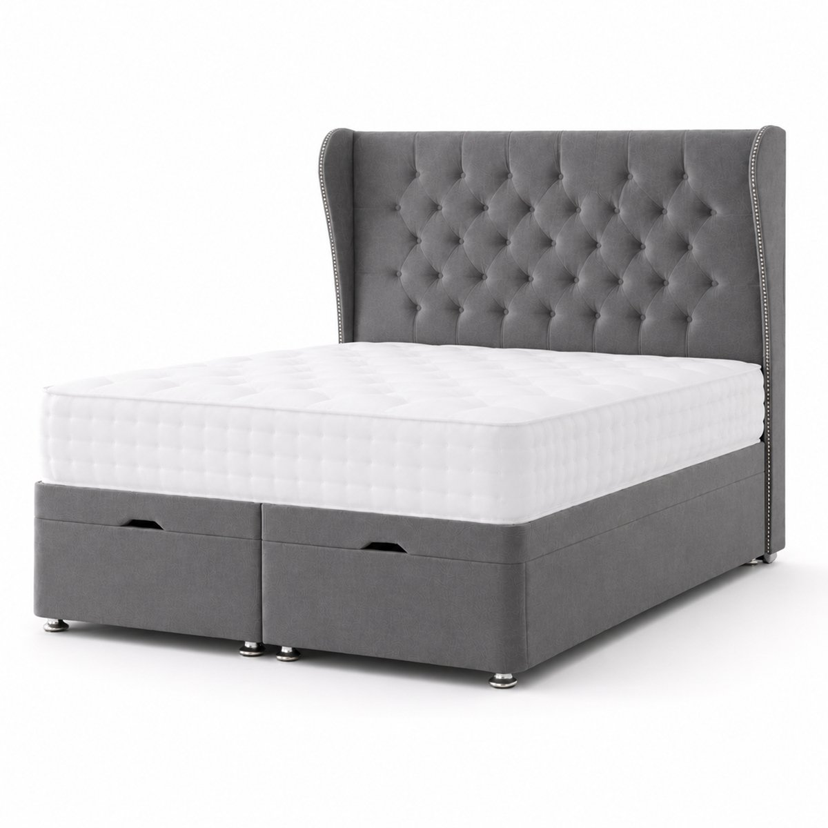Comfy Deluxe Oscar 6ft Super King  Ottoman End Lift  Bed Set - Naples Grey