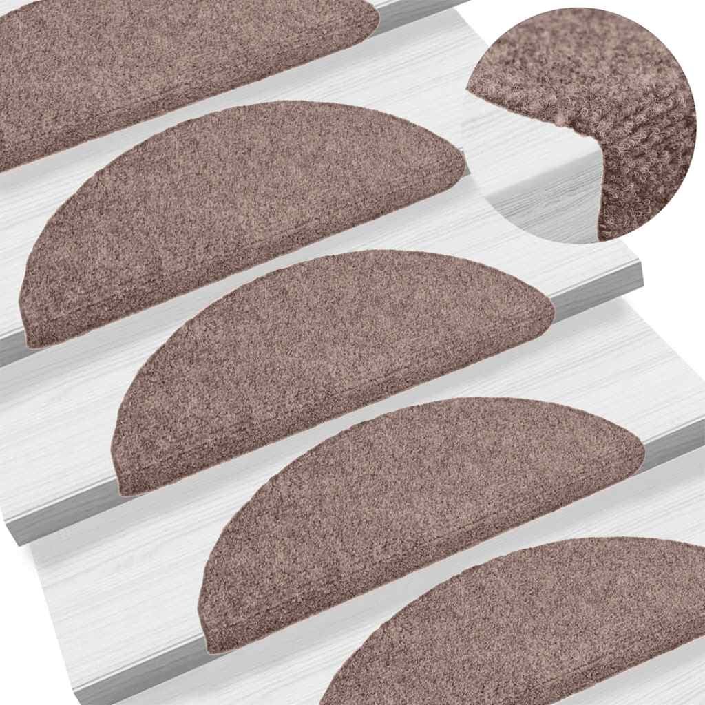 Walplus Pack of 30 Half Round Stair Mats - Light Brown - 56 x 17 cm