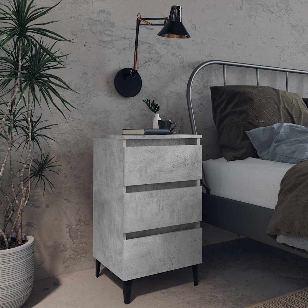 Walplus Metal Leg 3 Drawer Bed Cabinet - Stone Grey - 40 x 35 x 69 cm