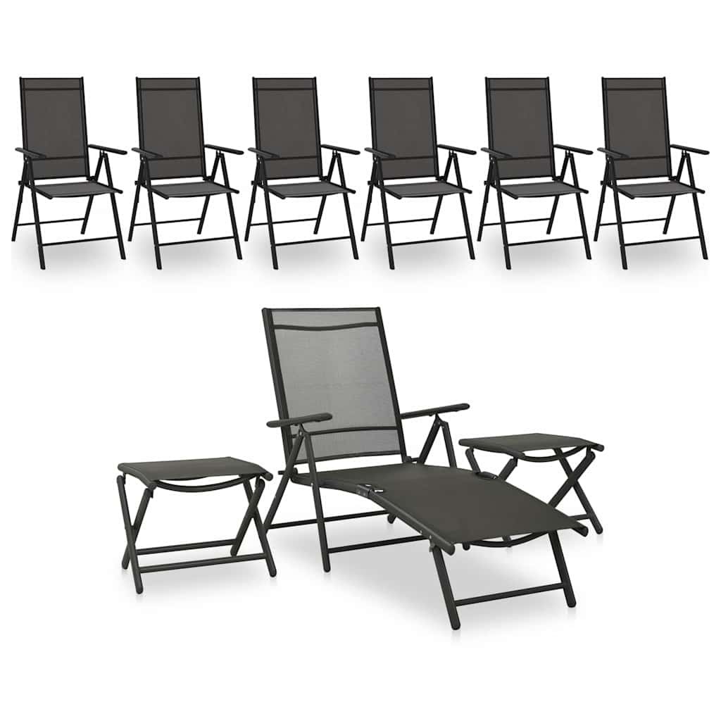 Walplus 9 Piece Aluminium Folding Garden Lounge Set - Anthracite