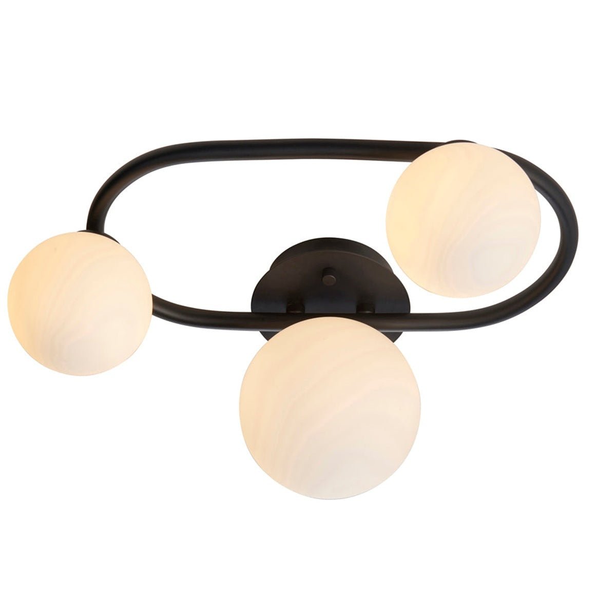 Loops Direct Steel and Glass Multi Arm Semi Flush Ceiling Light - Matt Black